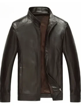 Men Fashion Motorcycle Brown Leather Jacket