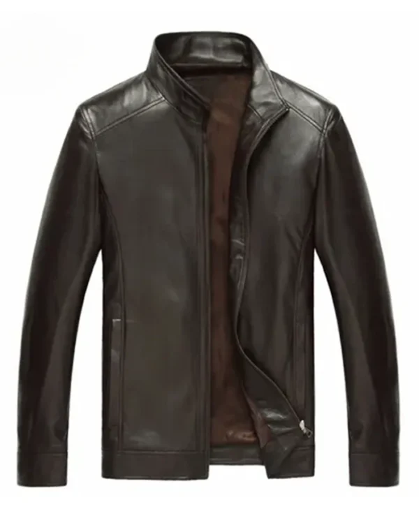 Men Fashion Motorcycle Brown Leather Jacket
