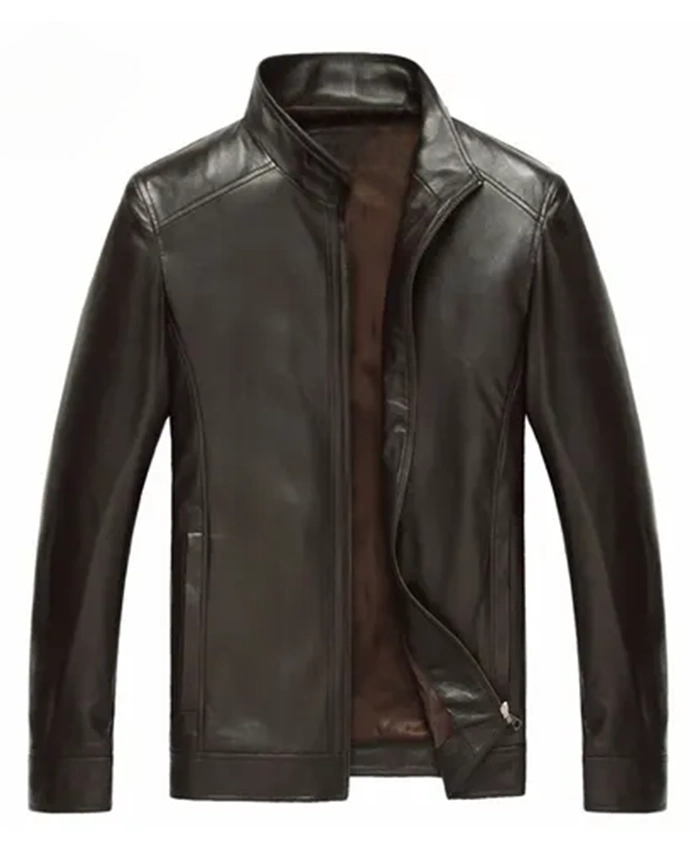 Men Fashion Motorcycle Brown Leather Jacket