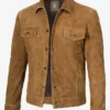 Men's Trucker Light Brown Suede Jacket
