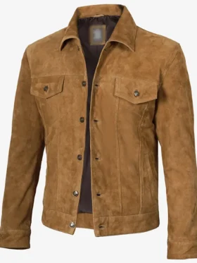 Men's Trucker Light Brown Suede Jacket