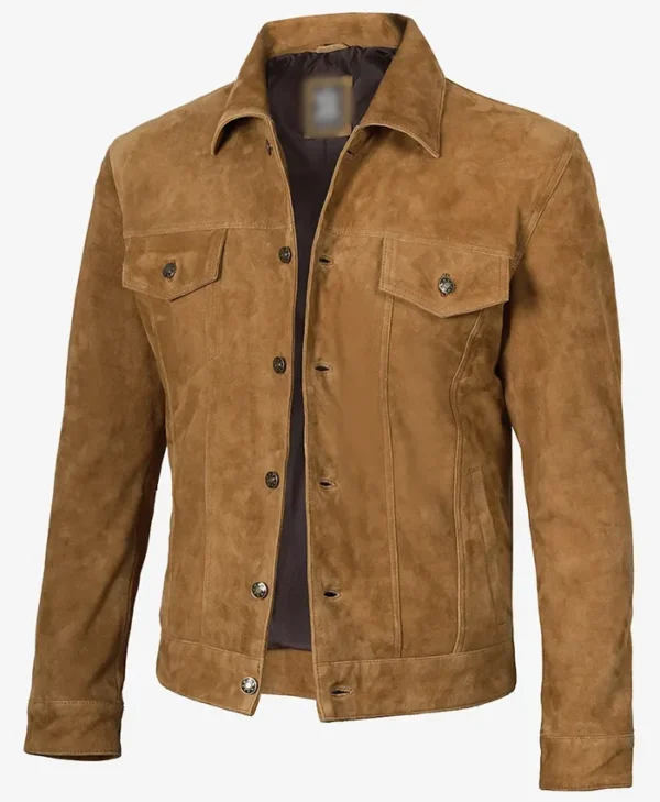 Men's Trucker Light Brown Suede Jacket