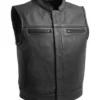 Motorcycle Leather Black Vest