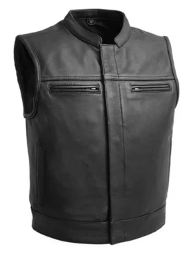 Motorcycle Leather Black Vest