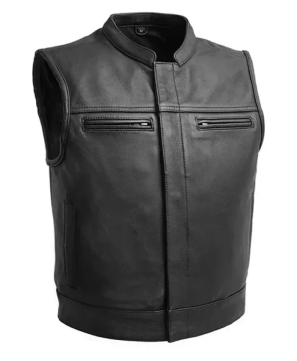 Motorcycle Leather Black Vest