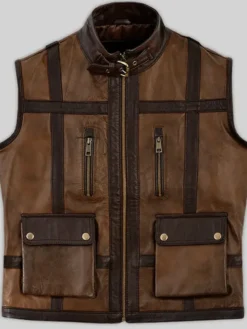 Motorcycle Leather Chocolate Brown Vest