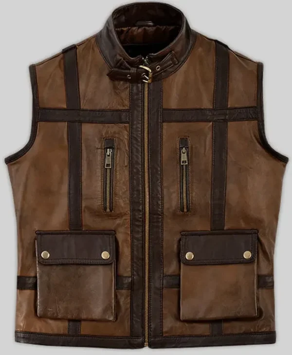 Motorcycle Leather Chocolate Brown Vest