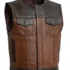 Motorcycle Leather Dark Brown Vest