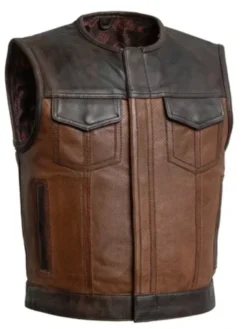 Motorcycle Leather Dark Brown Vest