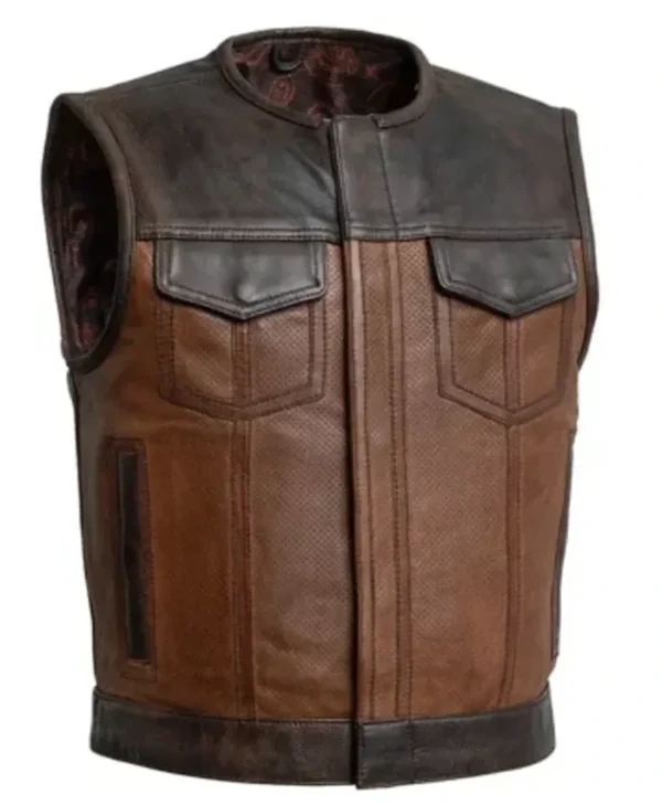 Motorcycle Leather Dark Brown Vest