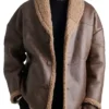 Oversized Brown Shearling Leather Jacket