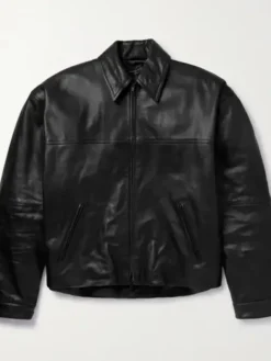 Oversized Vintage Black Leather Jacket