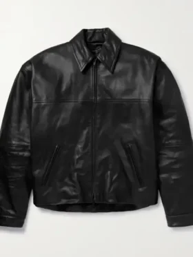 Oversized Vintage Black Leather Jacket