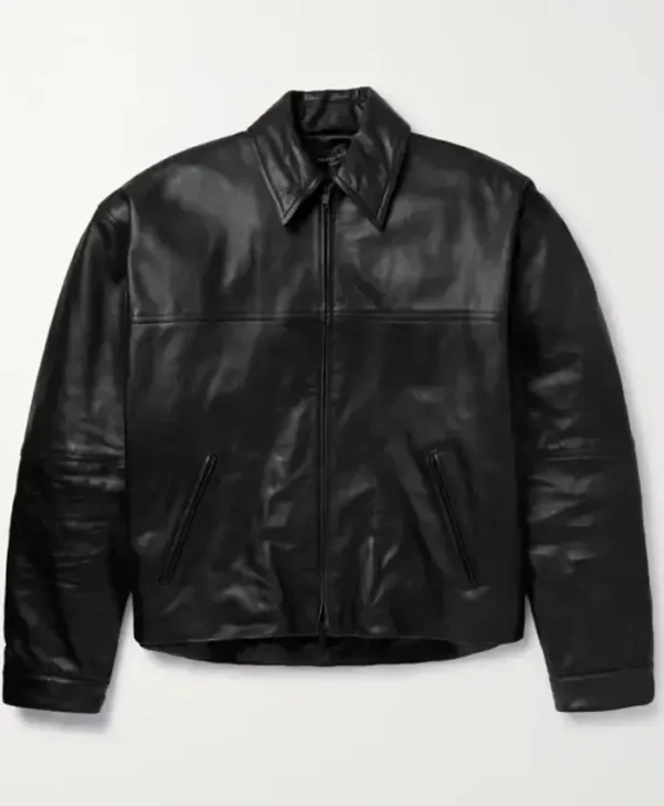 Oversized Vintage Black Leather Jacket