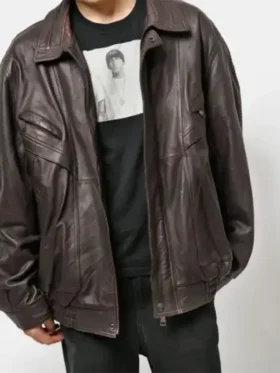 Oversized Vintage Brown Leather Jacket