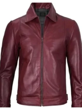 Simple Cafe Racer Maroon Leather Jacket