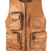 Vintage Hunting Camel Brown Leather Vest