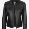 Womens Black Quilted Biker Fashion Leather Jacket