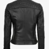 Womens Black Quilted Biker Zipper Fashion Leather Jacket For Sale