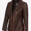 Women's Cognac Kathryn Snake Pattern Leather Blazer