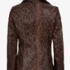 Women's Cognac Kathryn Snake Pattern Two-Button Leather Blazer For Sale