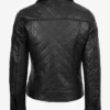 Womens Quilted Classic Collar Black Leather Jacket For Sale