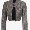 Women’s White Leopard Print Cropped Leather Jacket