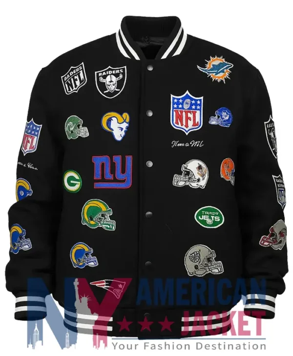All Teams Bomber NFL Black Jacket