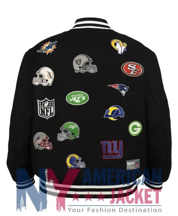 All Teams NFL Bomber Black Jacket