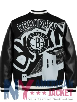 Amalia Brooklyn Nets Varsity Black Jacket