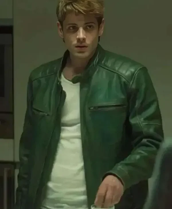 Bad Influence 2025 Alberto Olmo Green Leather Jacket