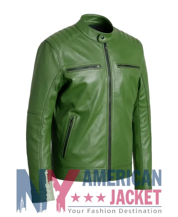 Bad Influence 2025 Alberto Olmo Leather Green Jacket