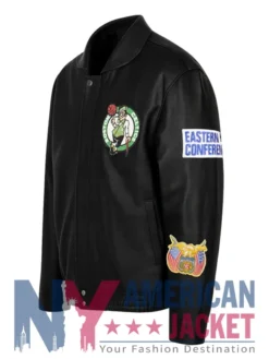 Black Boston Celtics Leather Jacket