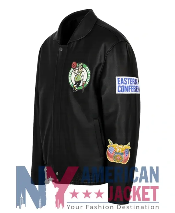 Black Boston Celtics Leather Jacket