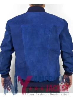 Blue Bomber Suede Jacket