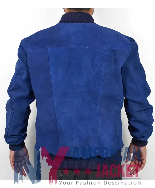 Blue Bomber Suede Jacket