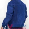 Blue Suede Bomber Jacket