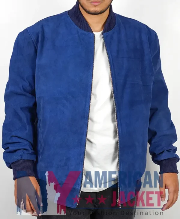 Bomber Blue Suede Jacket