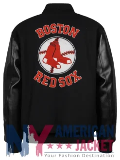 Boston Red Sox Black Out Vintage Logo Black Varsity Jacket