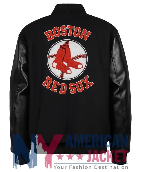 Boston Red Sox Black Out Vintage Logo Black Varsity Jacket