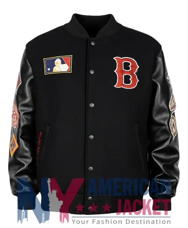 Boston Red Sox Out Vintage Black Logo Varsity Jacket