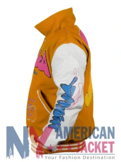 Boxy Fit Graffiti Letterman Multicolor Varsity Jacket