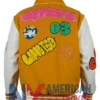 Boxy Fit Graffiti Letterman Varsity Multicolor Jacket