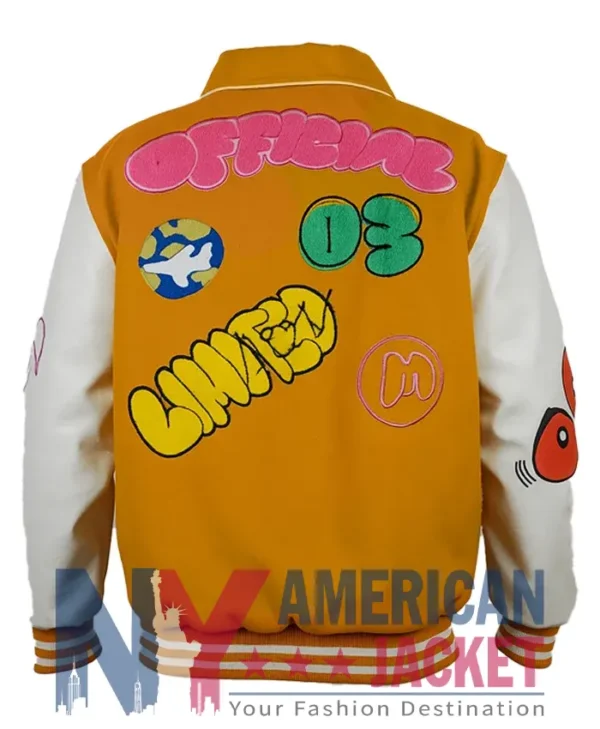Boxy Fit Graffiti Letterman Varsity Multicolor Jacket
