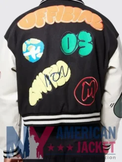 Boxy Fit Graffiti Varsity Letterman Jacket