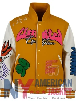 Boxy Fit Graffiti Varsity Letterman Multicolor Jacket