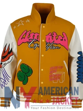 Boxy Fit Graffiti Varsity Letterman Multicolor Jacket