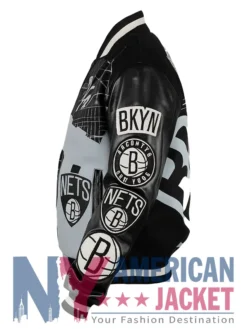 Brooklyn Nets Amalia Black Varsity Jacket