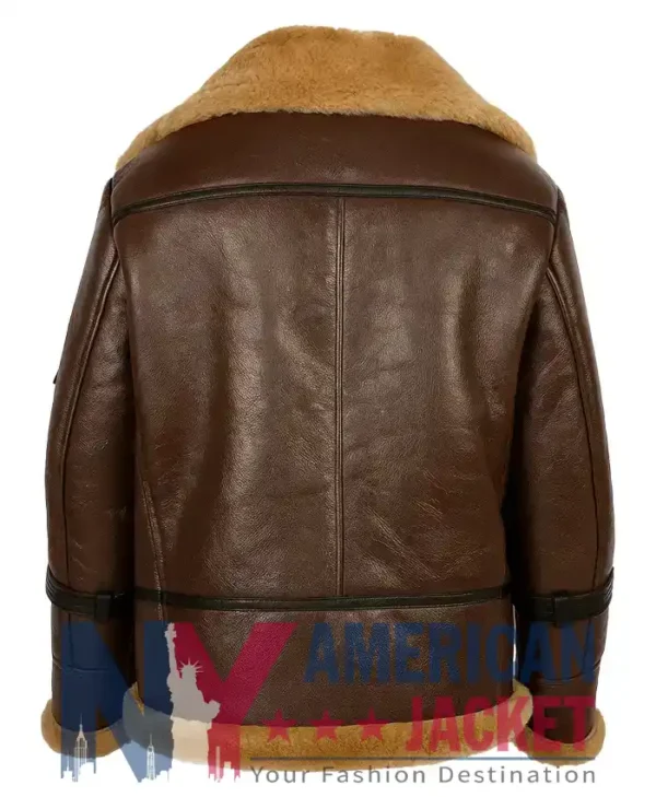 Brown Shearling Leather Aviator Corwin Jacket