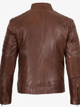 Buy Cafe Racer Cognac Austin Brown Leather Jacket For Him And Her
